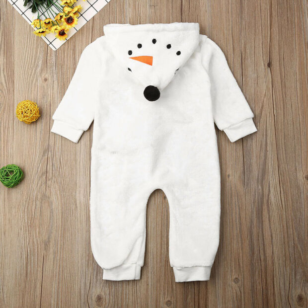 Long Sleeve Snowman Design Hooded Outerwear Romper for Winter - Image 2