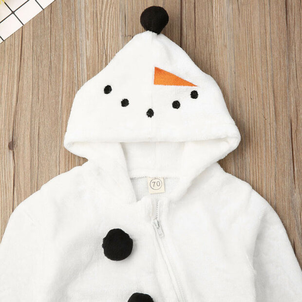 Long Sleeve Snowman Design Hooded Outerwear Romper for Winter - Image 3