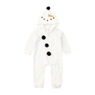 Long Sleeve Snowman Design Hooded Outerwear Romper for Winter