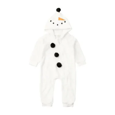 Long Sleeve Snowman Design Hooded Outerwear Romper for Winter