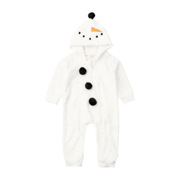 Long Sleeve Snowman Design Hooded Outerwear Romper for Winter