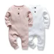 Baby Solid Color Henley Jumpsuit in Corduroy Long Sleeve