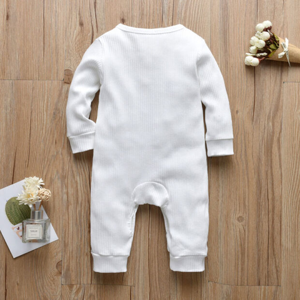 Baby Corduroy Solid Color Henley Jumpsuit