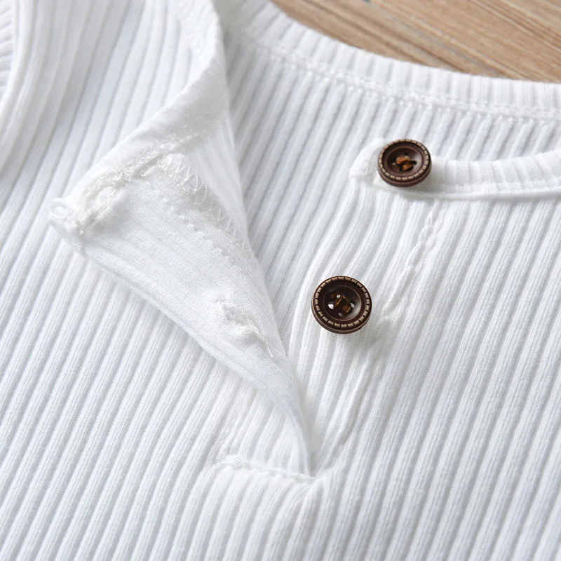 Baby Solid Color Henley Jumpsuit in Corduroy Long Sleeve - Image 3