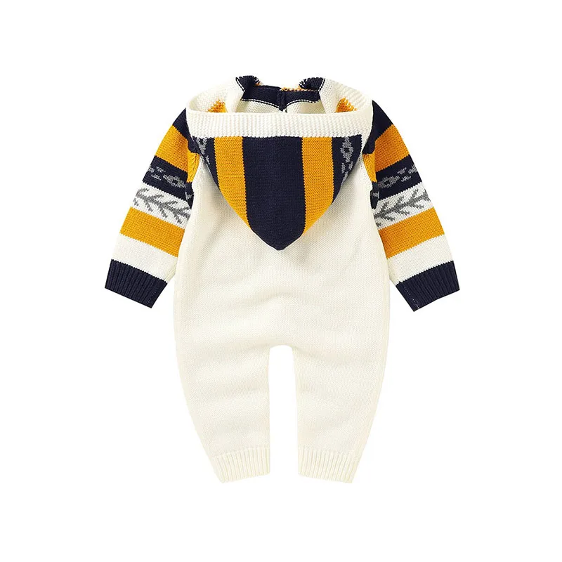 Solid Color Hooded Knitted Outerwear Romper Long Sleeve - Image 2