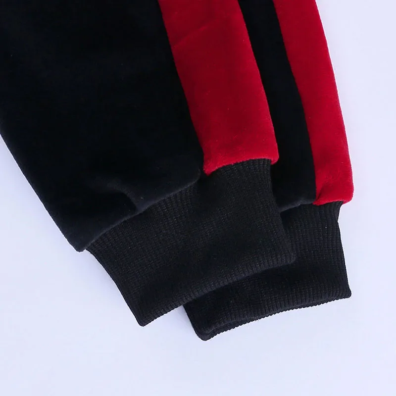 Solid Color Hoodie & Stripe Track Pants Long Sleeve - Image 6