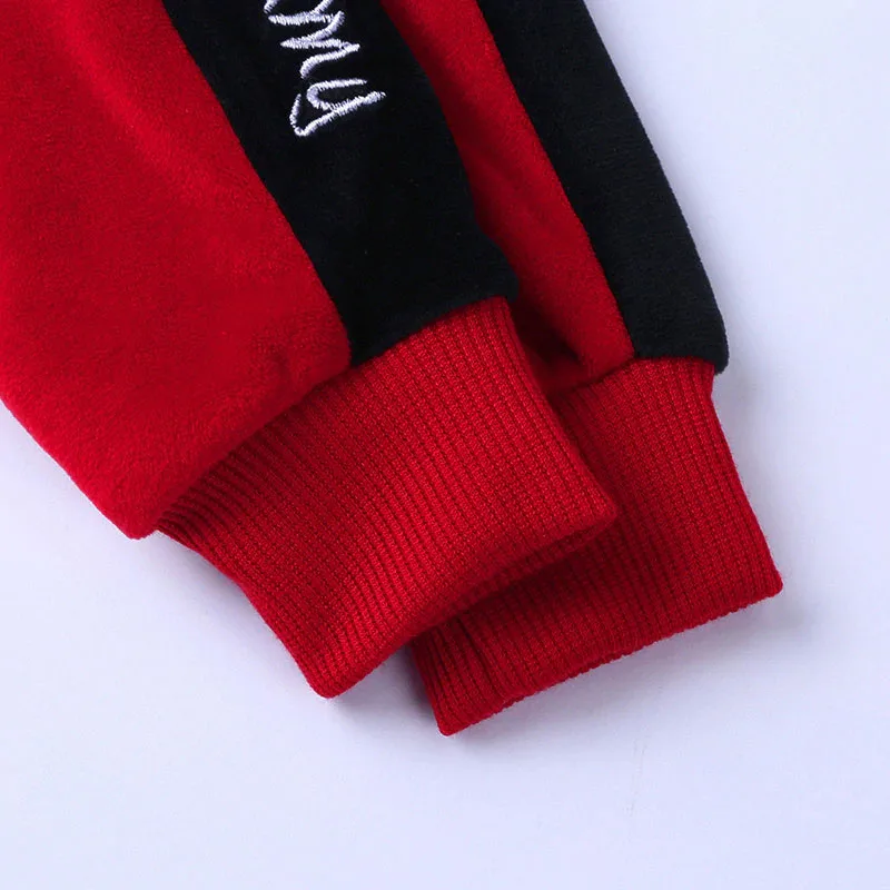 Solid Color Hoodie & Stripe Track Pants Long Sleeve - Image 4