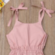 Baby Solid Color Spaghetti Strap Jumpsuit for Summer
