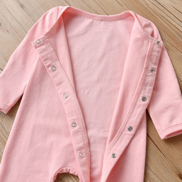 Newborn Solid Color Footed One-Piece Jumpsuit Long Sleeve - Image 3