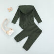 Baby Hooded Button Up Bodysuit & Pants in Plain Color