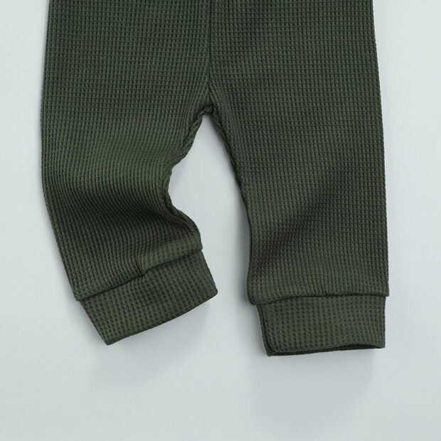 Plain Hooded Button Up Bodysuit & Elastic Pants Long Sleeve - Image 5