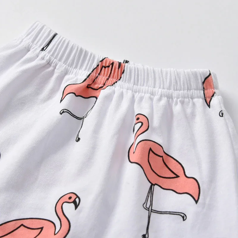 Baby Girl Solid Onesie, Flamingo Print Pants Long Sleeve, Ribbon Headband 3 pcs Set - Image 5