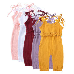 Baby Spaghetti Strap Jumpsuit in Solid Color