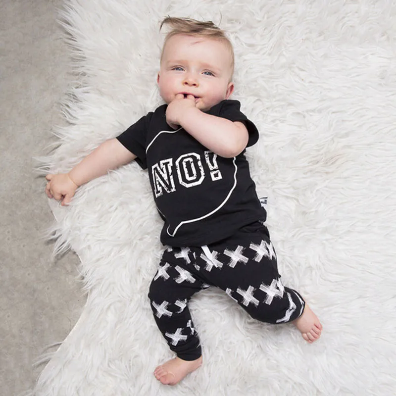 Baby Speech Bubble "No" T-Shirt & X Pattern Pants Long Sleeve - Image 2