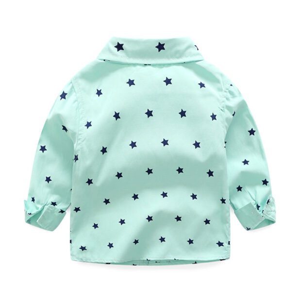 Baby Boy Star Pattern Button Up Shirt with Vest & Pants Long Sleeves 3 pcs Set - Image 3