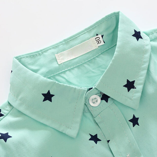 Baby Star Pattern Button Shirt & Pants