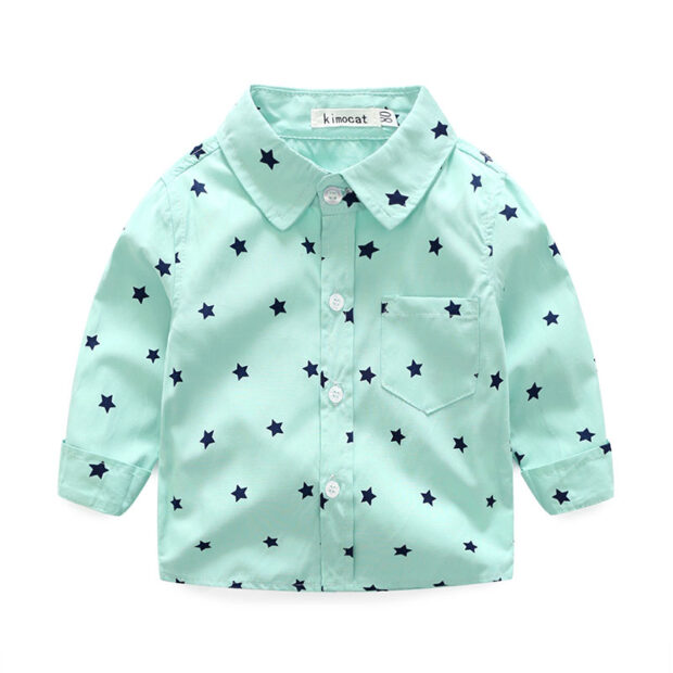 Baby Boy Star Pattern Button Up Shirt with Vest & Pants Long Sleeves 3 pcs Set - Image 2