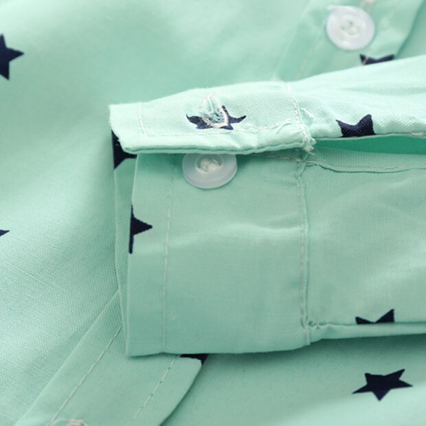 Baby Boy Star Pattern Button Up Shirt with Vest & Pants Long Sleeves 3 pcs Set - Image 5