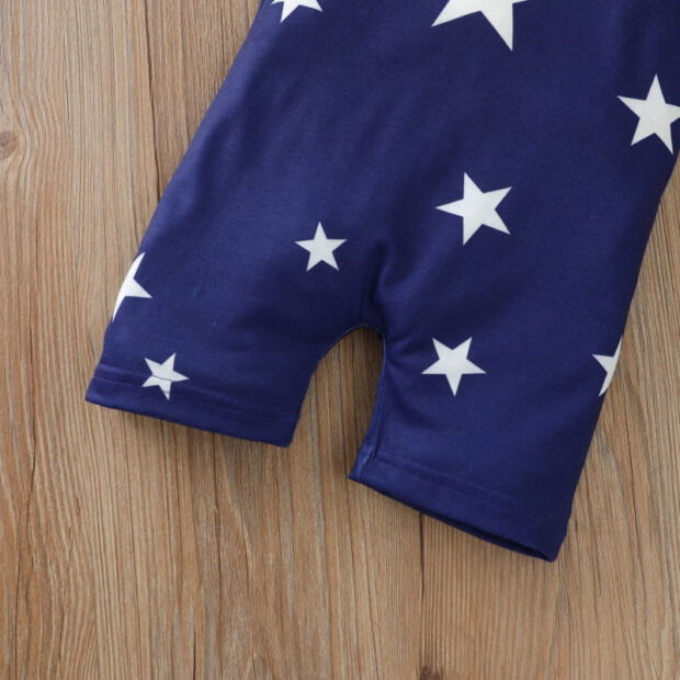 Star Pattern T-Shirt Short Sleeve & Overalls Outfit - Image 4