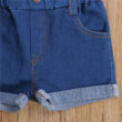 Baby Strap Crop Top with Open Holes & Denim Shorts