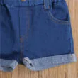 Baby Strap Crop Top with Open Holes & Denim Shorts