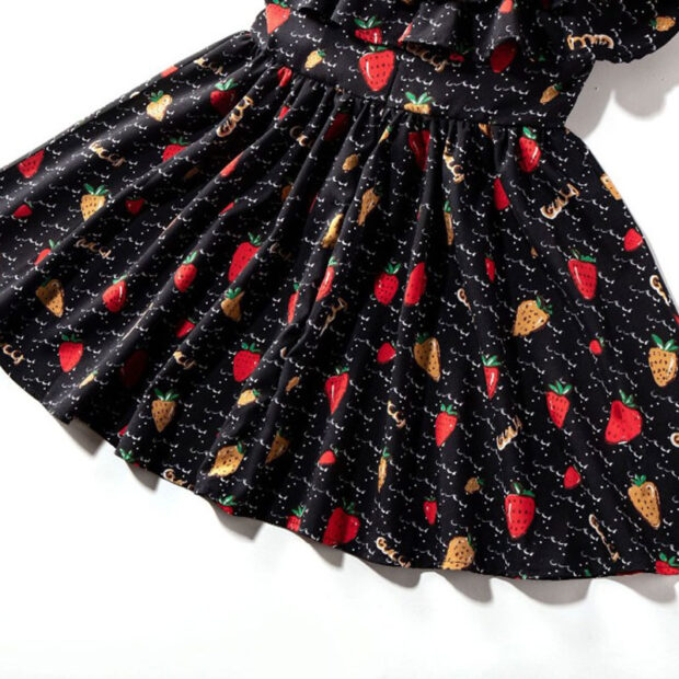 Toddler Girl Strawberry Print Ruffle Dress