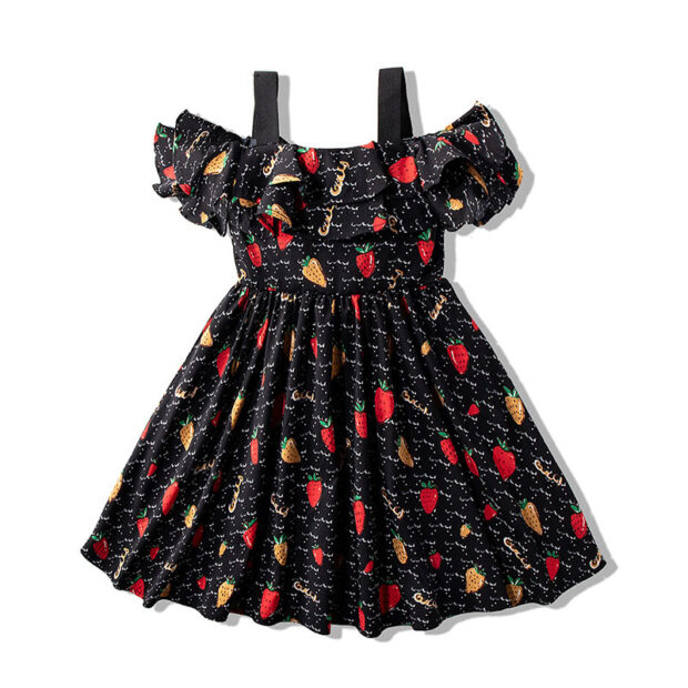 Toddler Girl Strawberry Print Ruffle Dress