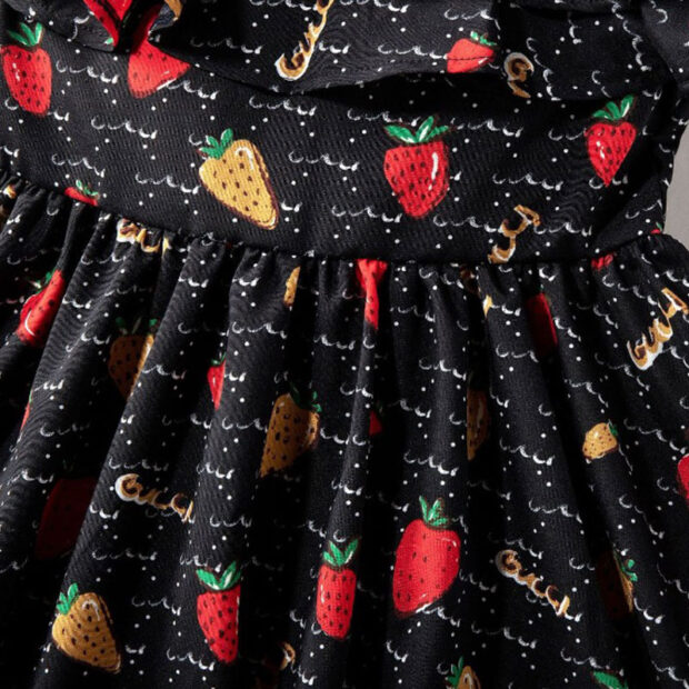 Toddler Girl Strawberry Print Ruffle Dress