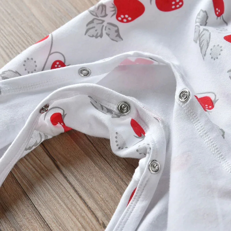 Baby Strawberry Print Sleeper Jumpsuit Long Sleeve - Image 4