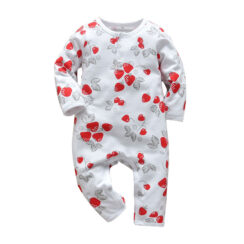 Baby Strawberry Print Sleeper Jumpsuit Long Sleeve