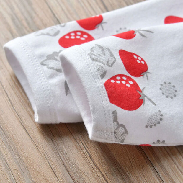 Baby Strawberry Print Sleeper Jumpsuit Long Sleeve - Image 5