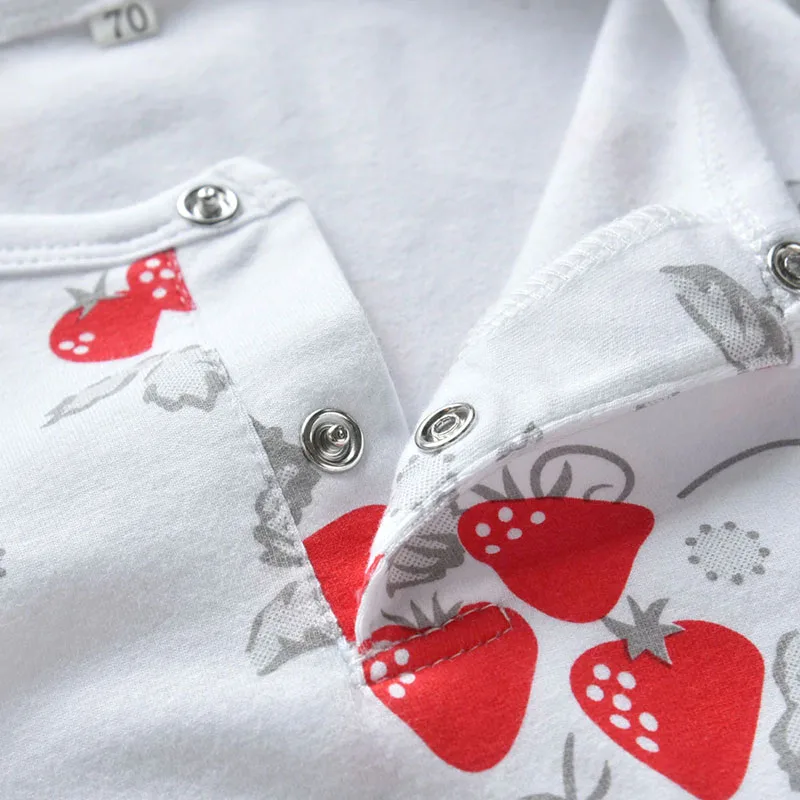 Baby Strawberry Print Sleeper Jumpsuit Long Sleeve - Image 3