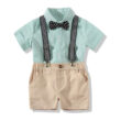 Baby Bow Tie Shirt & Suspenders Shorts Outfit