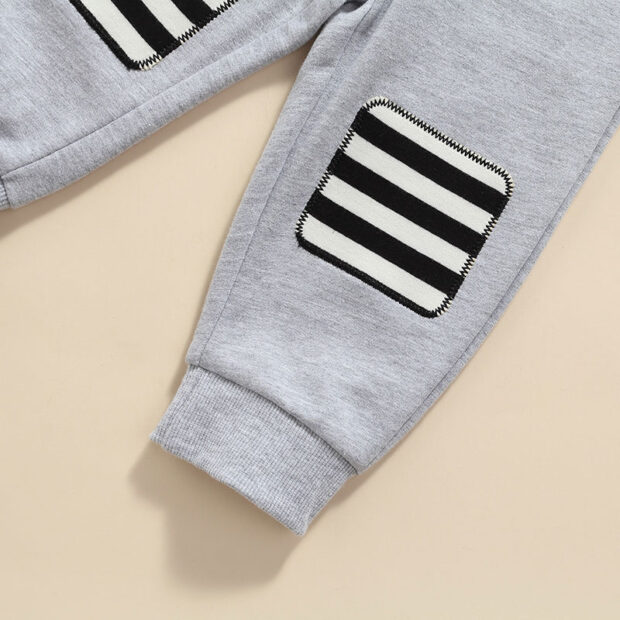 Stripe Pattern Dinosaur Print Hoodie & Matching Sweatpants Long Sleeve - Image 5