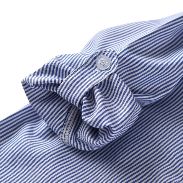 Stripe Pattern Dress Shirt Button Up & Trousers with Braces Long Sleeve - Image 5
