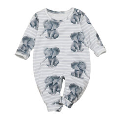 Baby Elephant Print Pajamas Romper