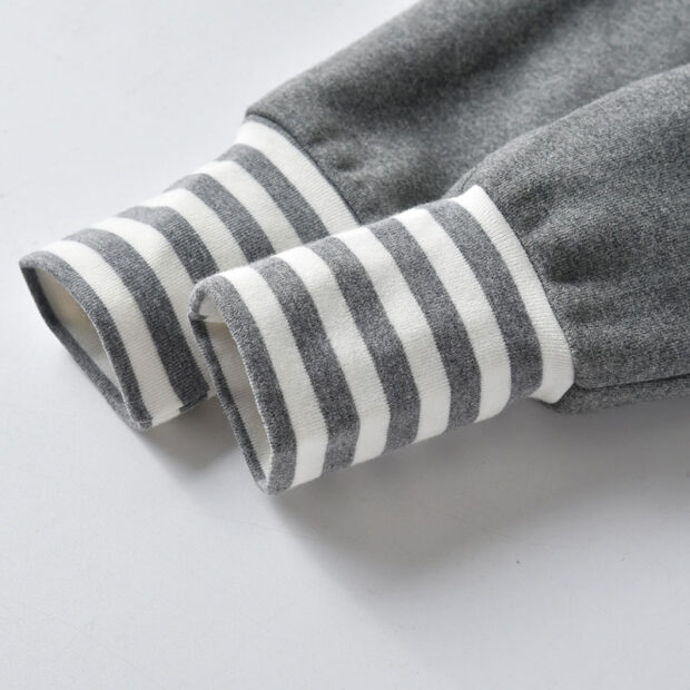 Stripe Pattern Hoodie & Matching Elastic Pants Long Sleeve Tracksuit - Image 6