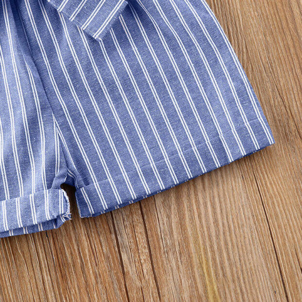 Stripe Pattern Trench Jumpsuit with Ribbon Belt Sleeveless - Image 5