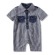 Baby Polo Style Denim One Piece Stripe Romper Short Sleeve