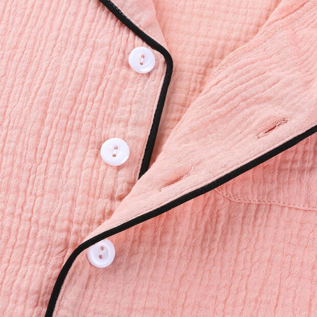 Stripe Pattern Sleepwear Classic Pajamas Button Up Shirt & Shorts Short Sleeve - Image 2