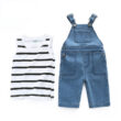 Baby Stripe Tank Top, Denim Elastic Overalls for Boys & Girls
