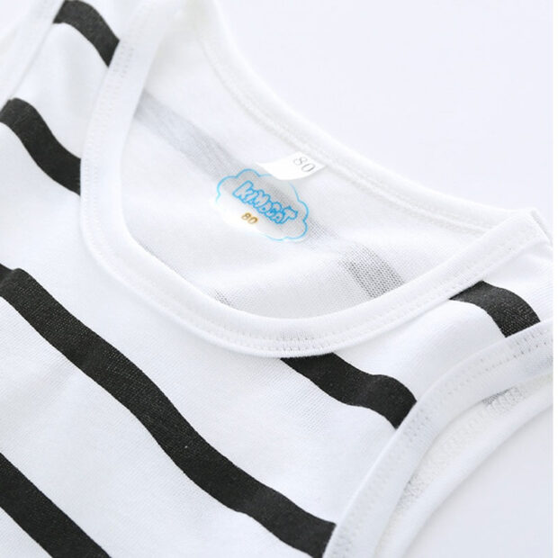 Baby Stripe Tank Top, Denim Elastic Overalls for Boys & Girls - Image 3