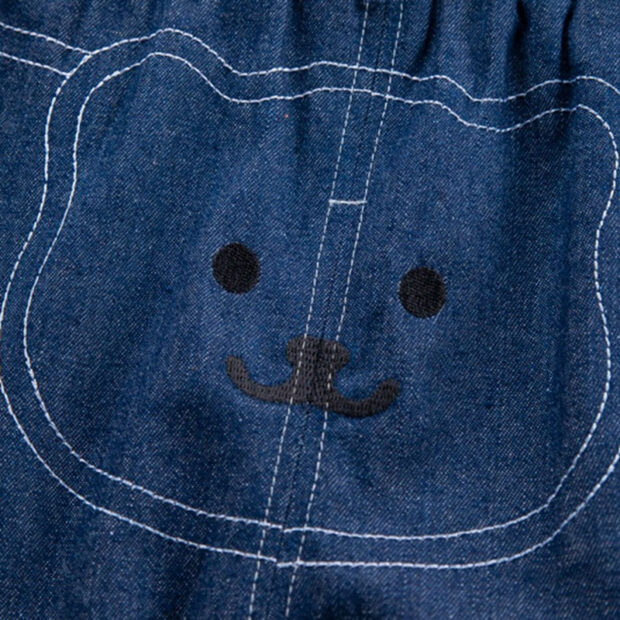 Stripe Pattern Teddy Bear Print T-Shirt & Denim Shorts Short Sleeve - Image 7