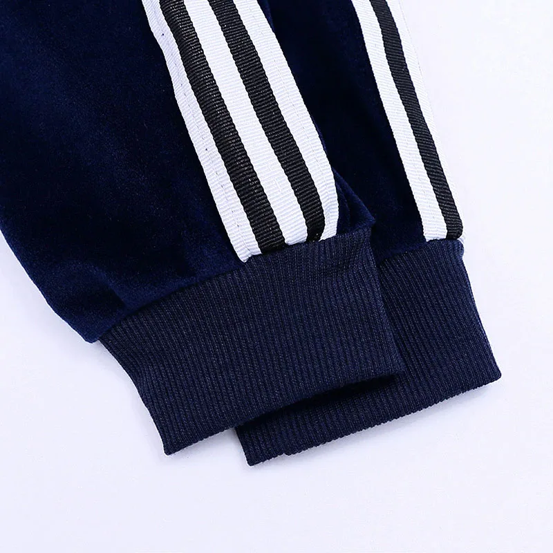 Solid Color Stripe Tracksuit Hoodie Jacket & Track Pants Long Sleeve - Image 7