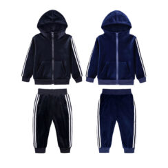 Solid Color Stripe Tracksuit Hoodie Jacket & Track Pants Long Sleeve