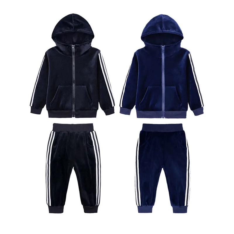 Solid Color Stripe Tracksuit Hoodie Jacket & Track Pants Long Sleeve