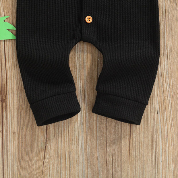 Plain Hoodie Romper Pajamas Long Sleeve Button Up Studded Texture - Image 5