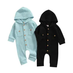 Baby Plain Hoodie Romper Pajamas