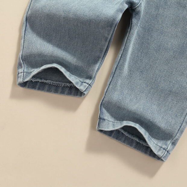 Sun Print Sweatshirt & Denim Overalls Long Sleeve Outfit - Image 6