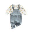 Sun Print Sweatshirt & Denim Overalls Long Sleeve Outfit